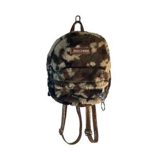 Skechers Leopard Print Faux Fur Mini Backpack - Brown/Black Skechers MIni Camo Leopard Green Brown Fluffy Fur Backpack  main image 4